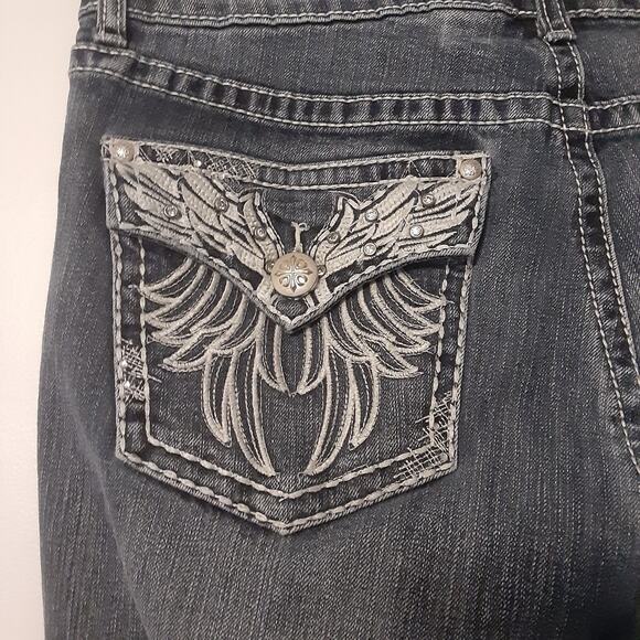 ND Weekend Jeans Women’s Size 14 Blue Denim Wings Embroidered Pockets Stretch - Picture 6 of 10